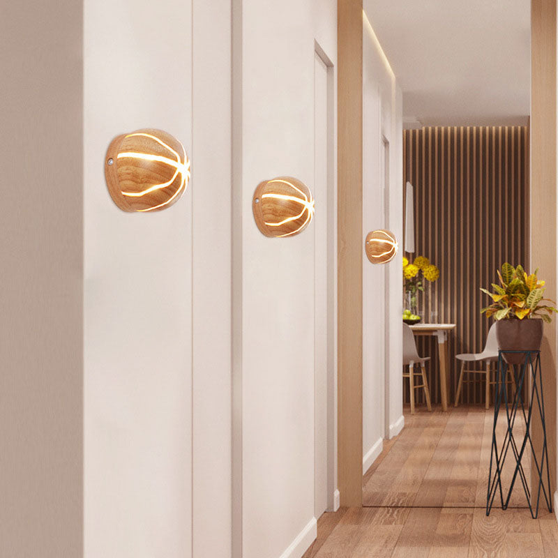 مصباح حائط LED بتصميم هندسي مكعبي حديث بسيط مع حبيبات خشبية متصدعة لغرفة المعيشة