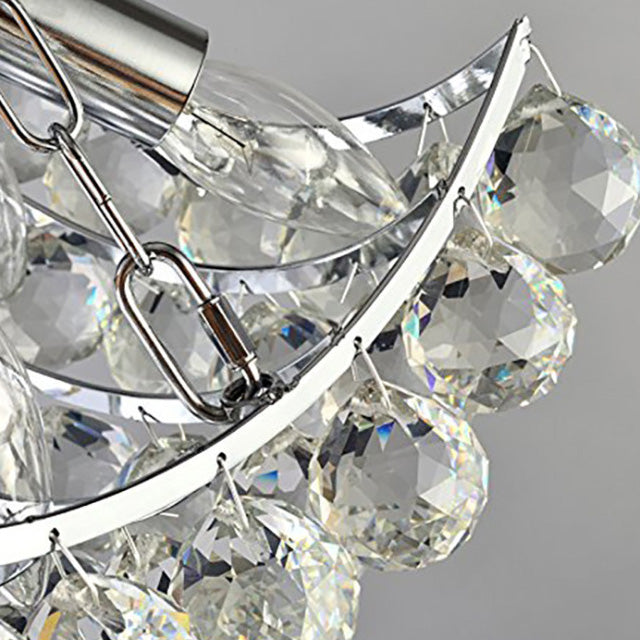 Contemporary Creative Diamond Orb Iron Crystal 3-Light Semi-Flush Mount Ceiling Light For Living Room