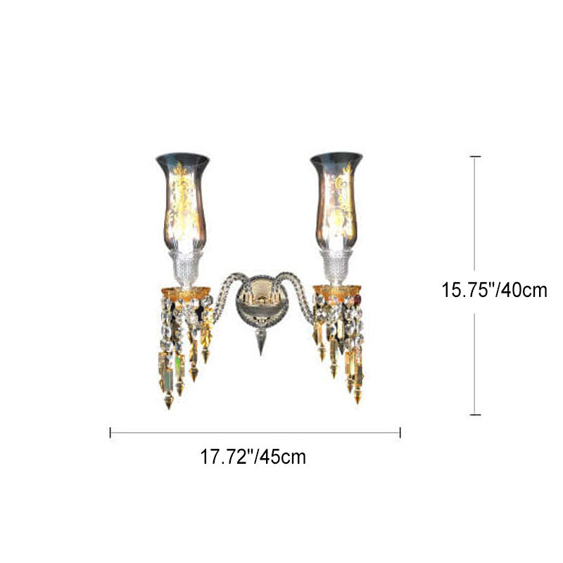 European Light Luxury Crystal Beaded Candle 2-Light Wall Sconce Lamp