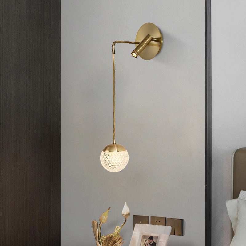 Contemporary Nordic Iron Acrylic Ball Pendant 1-Light LED Wall Sconce Lamp For Bedside