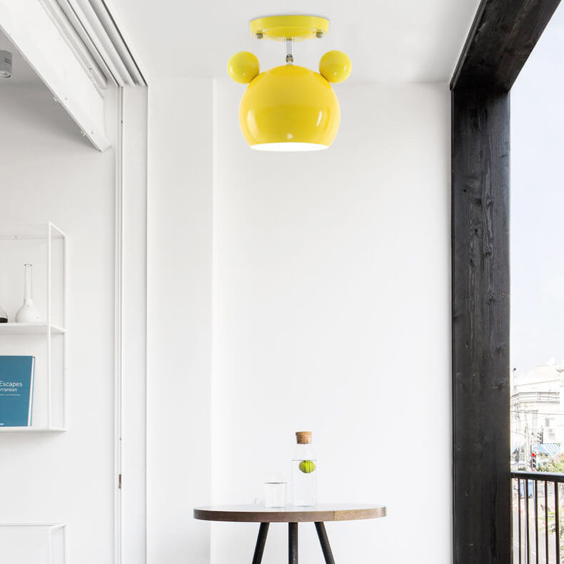 Nordic Cartoon Dome Shape Iron 1-Light Semi-Flush Mount Ceiling Light