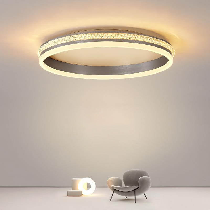 Italian Minimalist Ring Brushed Acrylic LED Flush Mount Ceiling Light