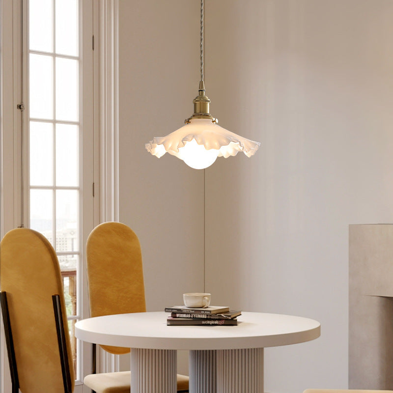 Contemporary Scandinavian Pod All Copper Glass 1-Light Pendant Light For Living Room