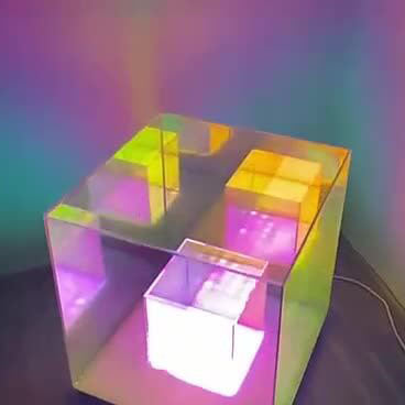 Modern Acrylic RGB Line Rubik's Cube LED Table Lamp