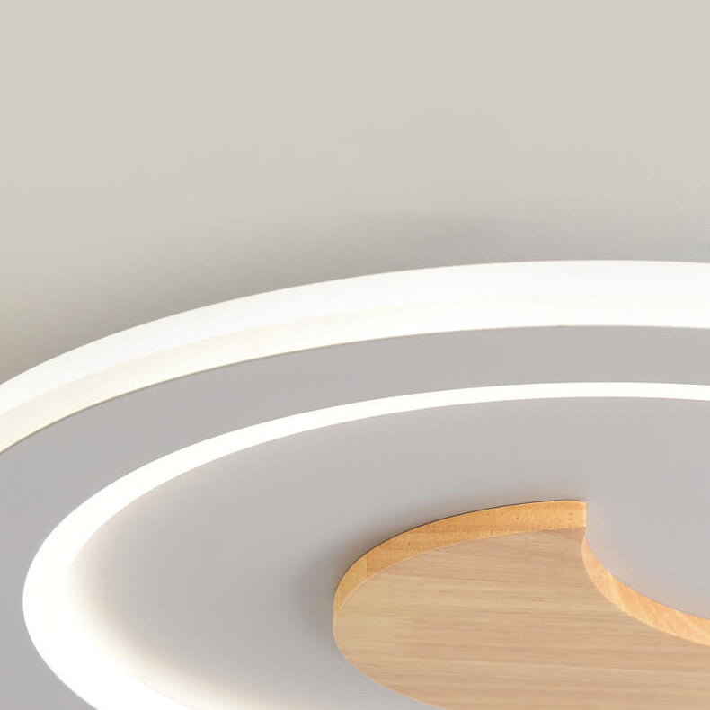 Modern Simple Solid Wood Pattern LED Flush Mount Light