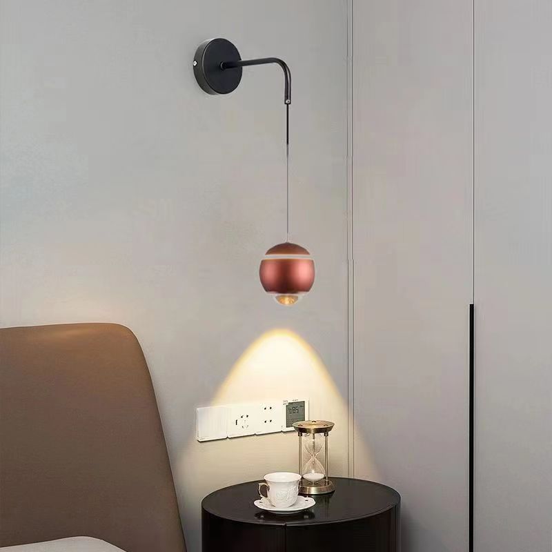 Modern Minimalist Round Ball Aluminum Glass LED Wall Sconce Lamp For Bedroom