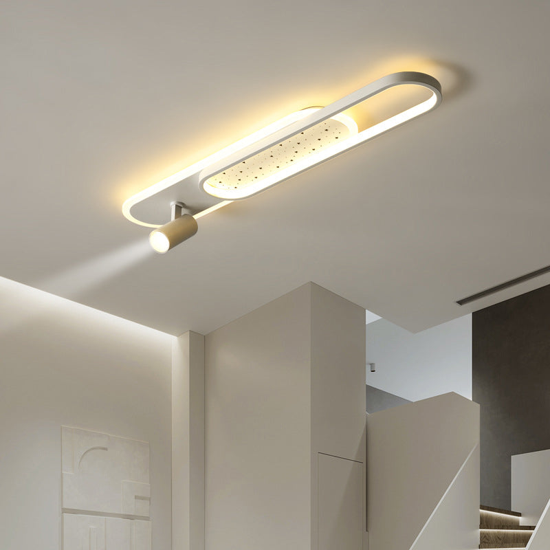مصباح LED مستطيل الشكل مصنوع من الحديد الأكريليك بتصميم عصري بسيط، مثبت في السقف للممر