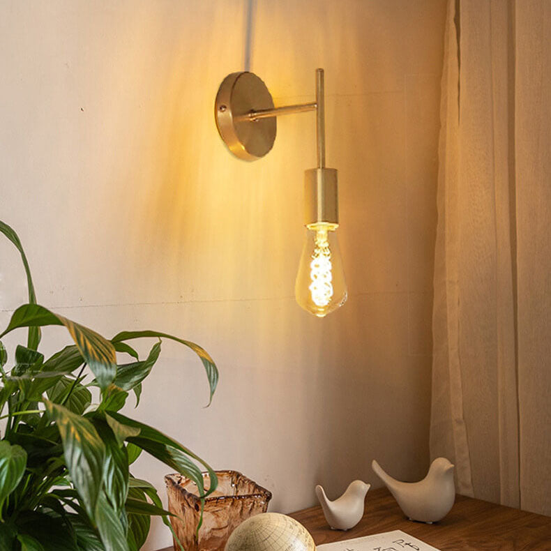 Japanese Simple Iron Long Short Pole 1-Light Wall Sconce Lamp