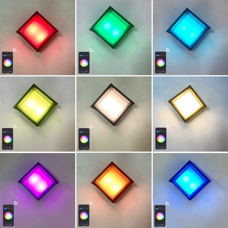 مصباح حائط LED ذكي خارجي معتم من الألومنيوم مع تطبيق