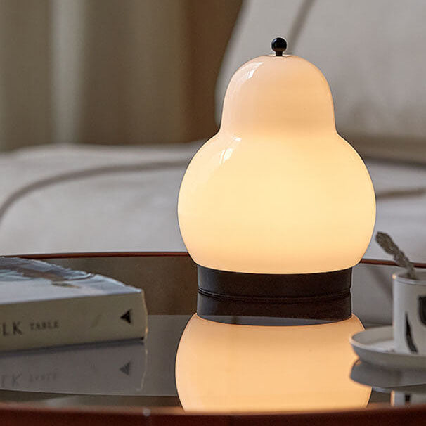 フレンチクリーム ペアシェイプ LED 充電式タッチテーブルランプ
