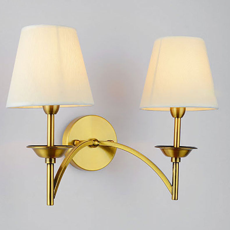 Modern Mid-Century Iron Fabric Cylinder 1/2 Light Wall Sconce Lamp For Bedside