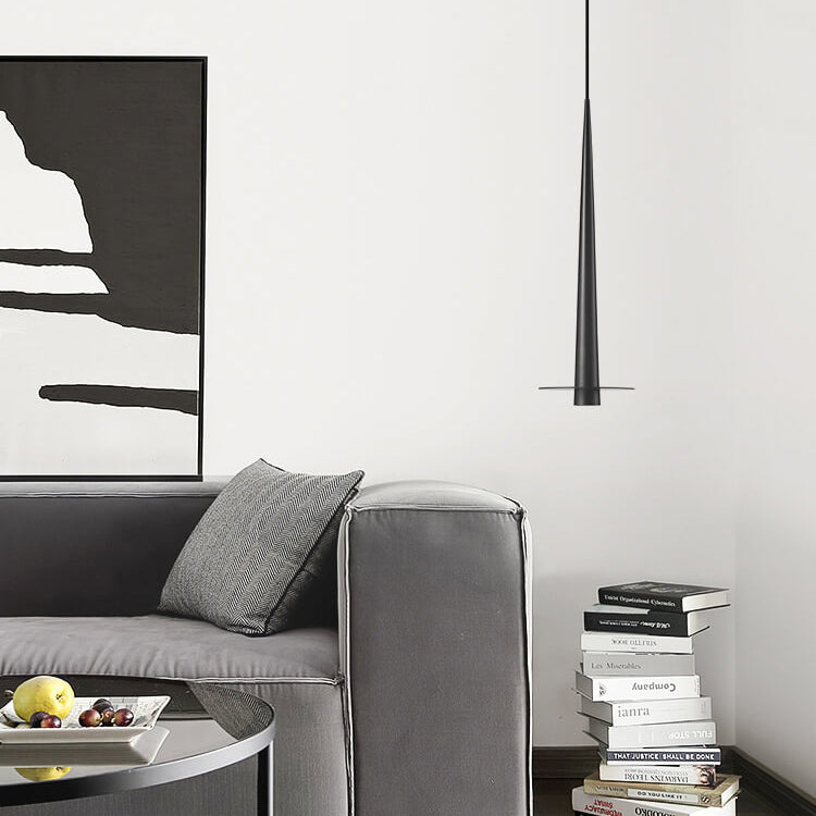 مصباح LED معلق على شكل عصا من الألومنيوم باللون الأسود بتصميم عصري وبسيط