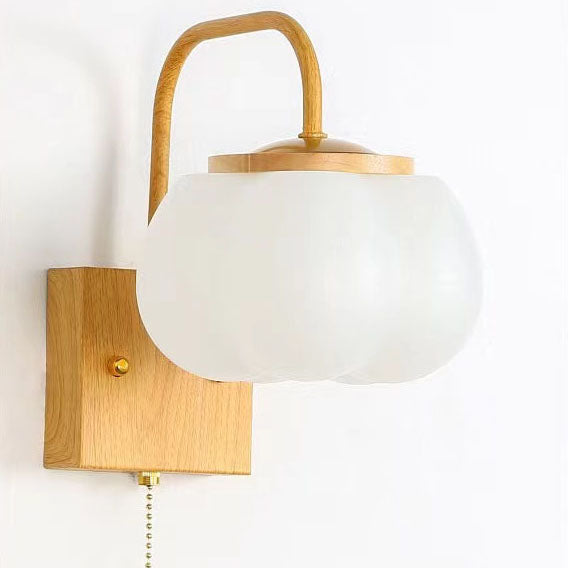 French Simple Cream Style Raw Kapok 1-Light Wall Sconce Lamp