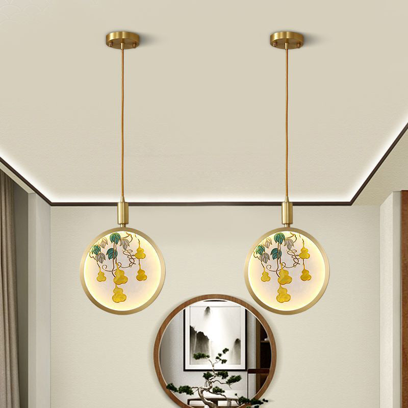 مصباح معلق LED بسيط من الزجاج الملون المزخرف بالمينا