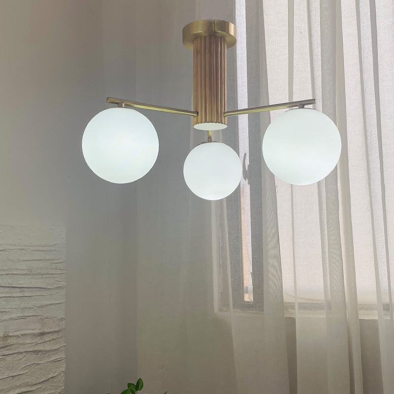 Modern Creative Minimalist Copper Glass Sphere 3/5-Light Semi-Flush Mount Ceiling Light