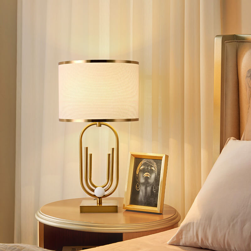 Modern Minimalist Imitation Copper Cloth 1-Light Table Lamp