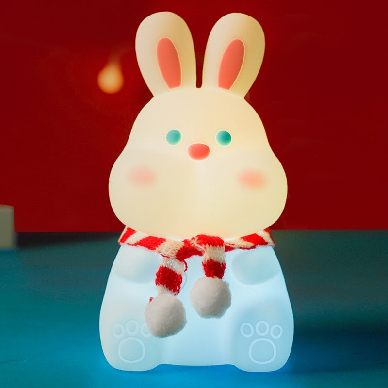 Creative Cartoon Rabbit Silicone Pat USB LED Night Light Table Lamp