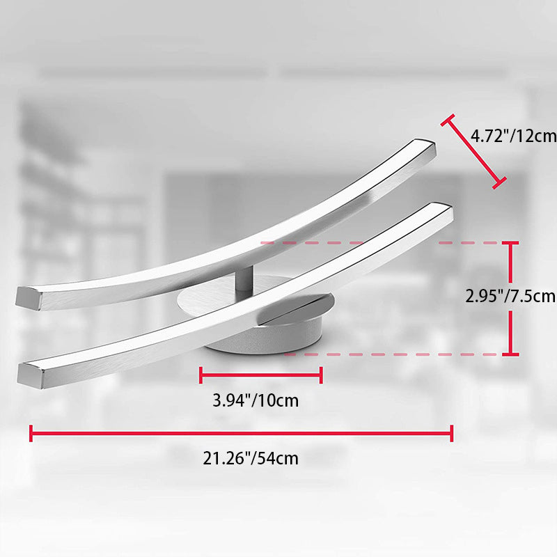 Modern Minimalist Dual Aluminum Parallel Strips LED Semi-Flush Mount Ceiling Light For Bedroom
