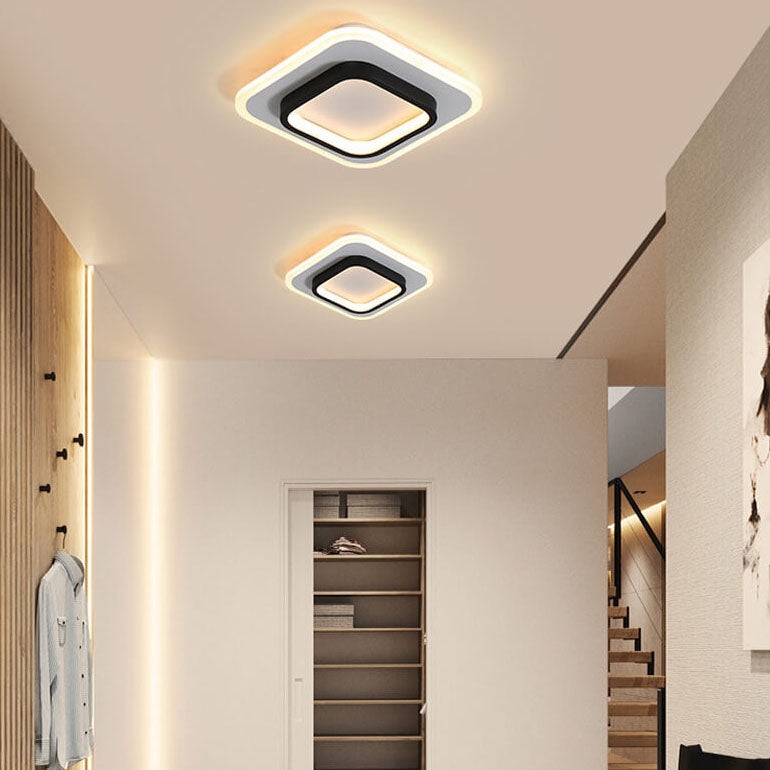 Modern Round Square Black White Iron Acrylic LED Flush Mount Light