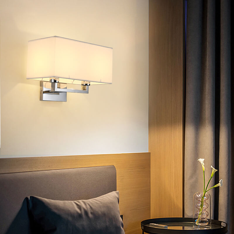 Modern Minimalist Solid Color Rectangular Iron Fabric 1-Light Wall Sconce Lamp