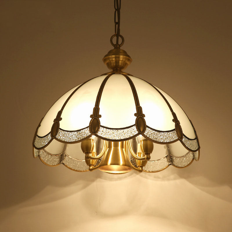 Contemporary Luxury Copper Finish Frame Round Glass 3/5-Light Pendant Light For Dining Room