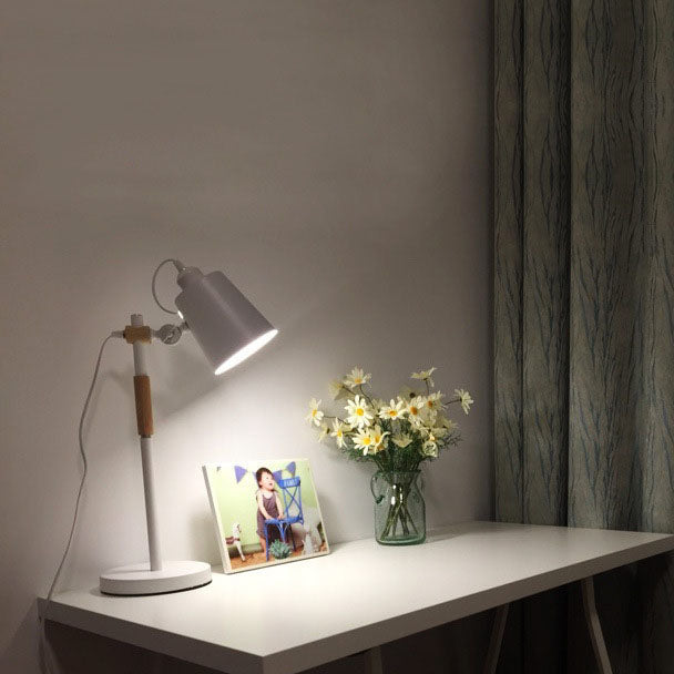 Modern Minimalist Solid Color Wood Hardware 1-Light Table Lamp