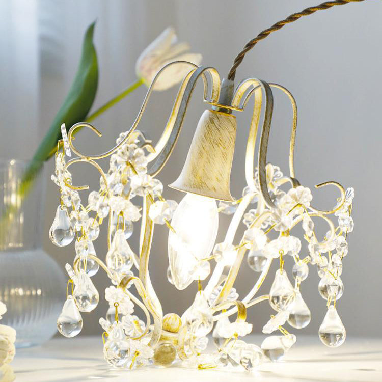 Traditional Vintage Pendant Transparent Iron Crystal 1-Light Pendant Light For Living Room