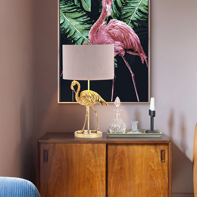 Nordic Luxury Flamingo Resin Fabric 1-Light Table Lamp