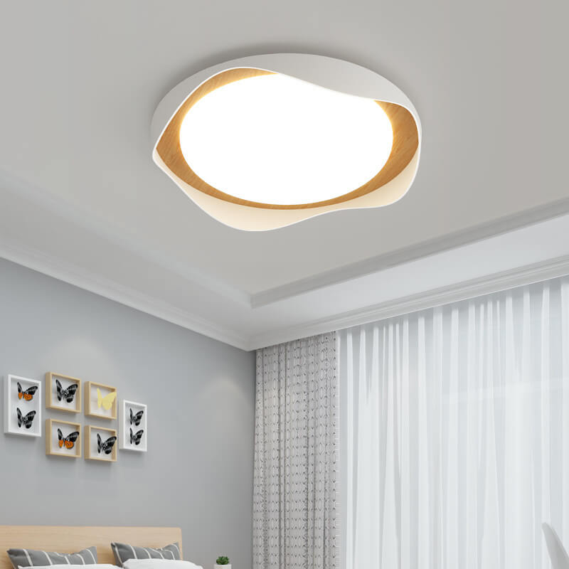 Modern Creative Round Ripple Pure White Iron Acrylic LED Flush Mount Light