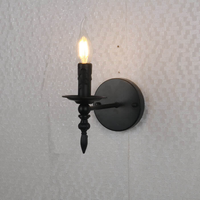 مصباح حائطي صناعي إبداعي بسيط مصنوع من الحديد، مزود بشمعة واحدة