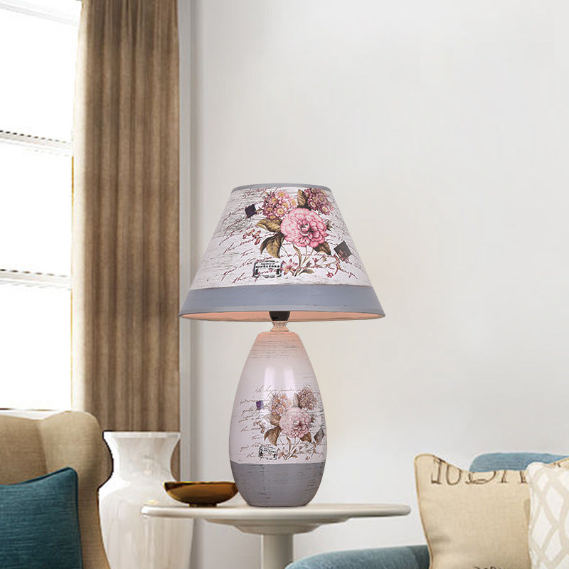 Modern Art Deco Vase Base Ceramic Cardstock 1-Light Table Lamp For Bedroom