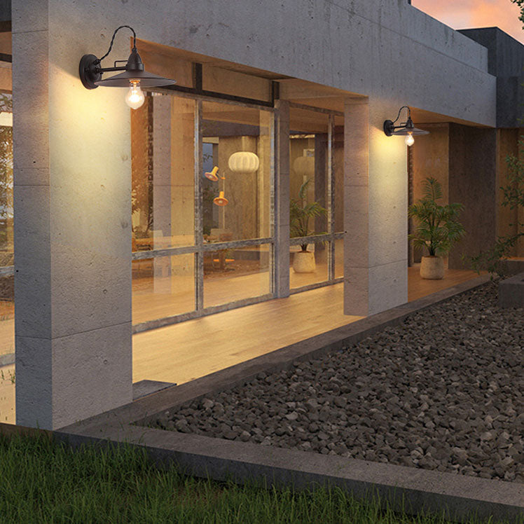 Contemporary Industrial Waterproof Metal Plate Bowl 1-Light Wall Sconce Lamp For Outdoor Patio