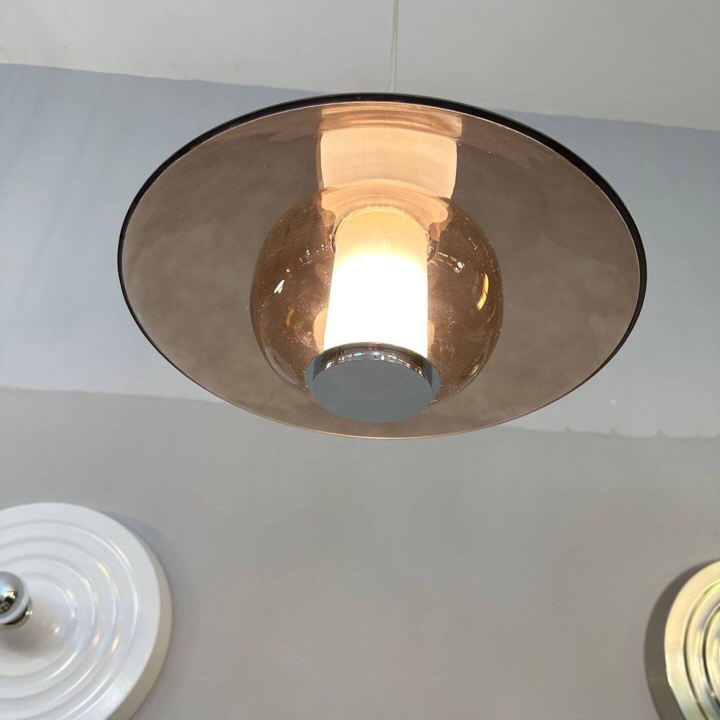 Contemporary Nordic Iron Glass Round Shape 1-Light Pendant Light For Bedroom