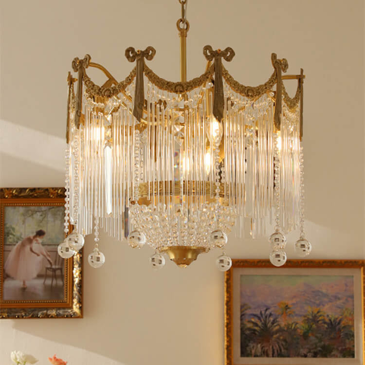 French Luxury Crystal Tassel Bead Design 6/7/9 Light Chandelier
