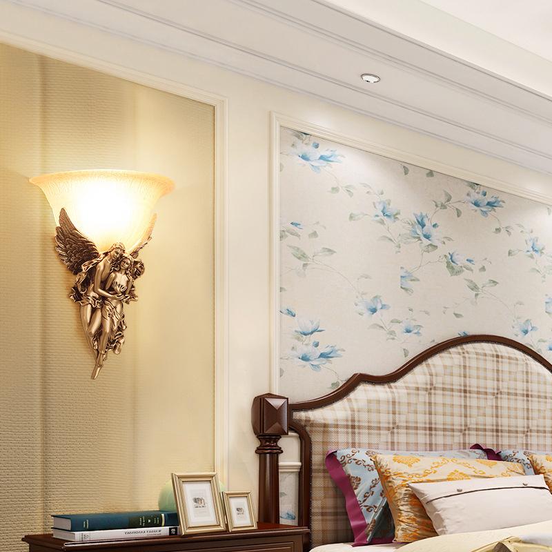 Creative Retro Resin Angels Hugging 1-Light Wall Sconce Lamp