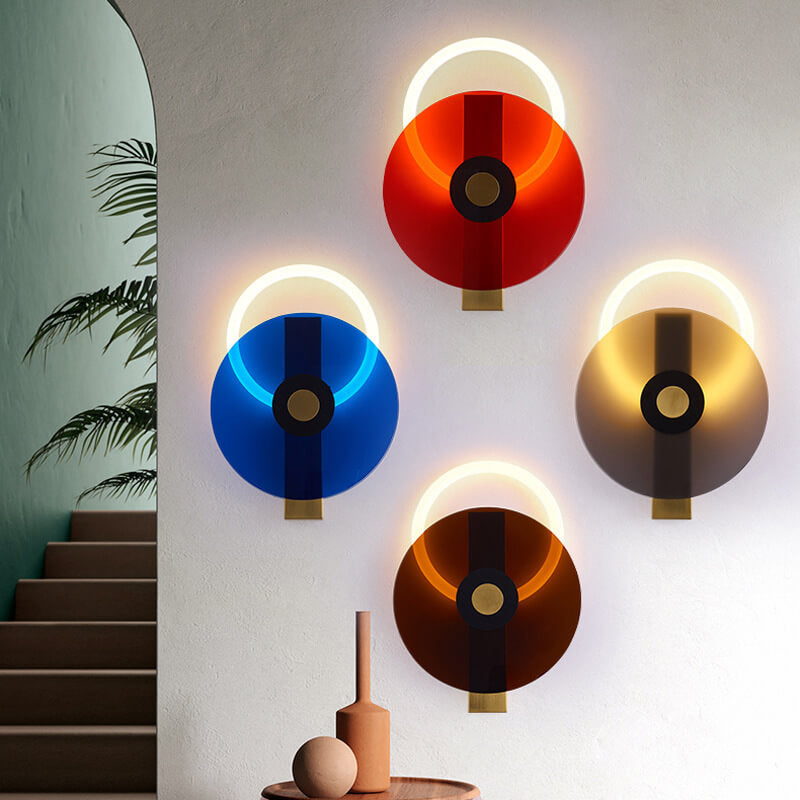 モダンなカラーの明るいアクリル製ラウンドLEDウォールスコンスランプ