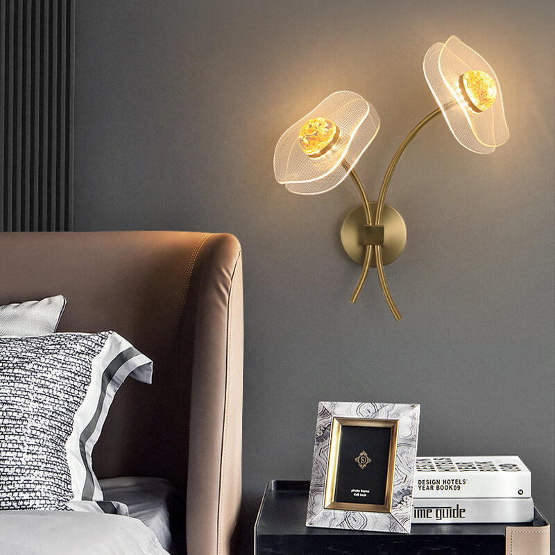 European Creative Lotus Flowers Acrylic LED Wall Sconce Lamp