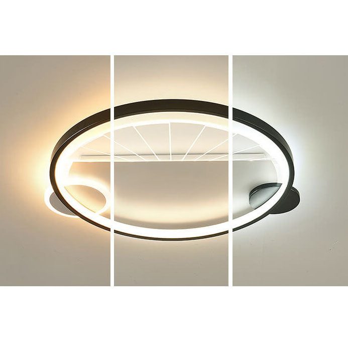 Modern Minimalist Geometric Shapes Black White Iron LED Flush Mount Light