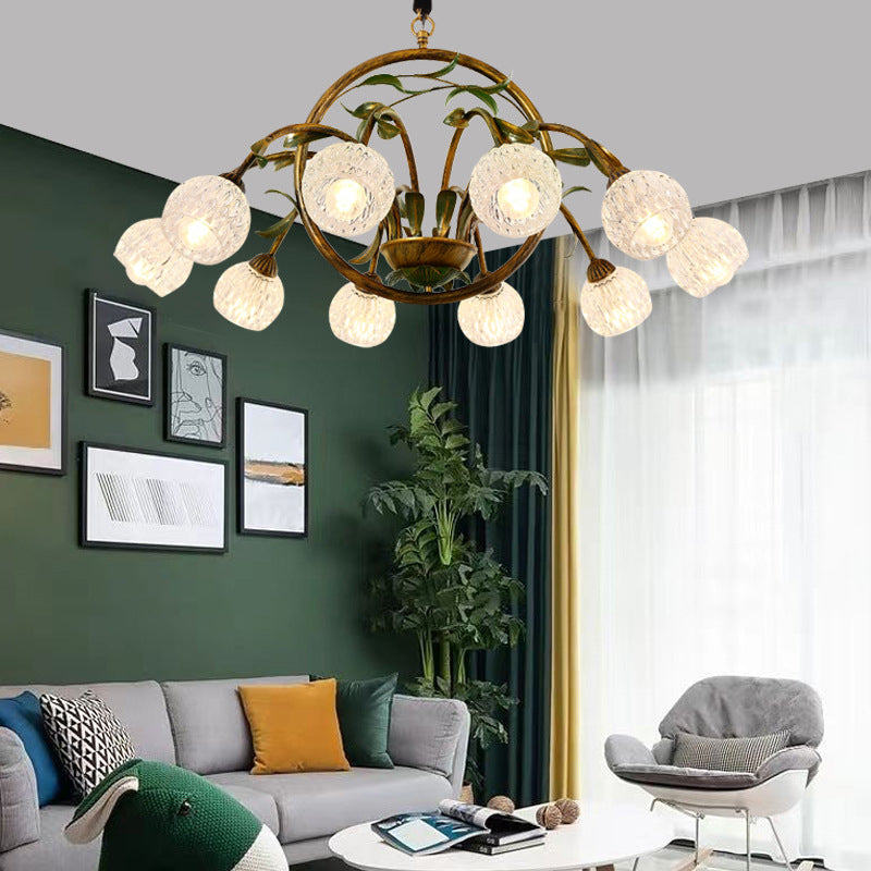 ثريا فرنسية تقليدية مستديرة من الحديد والزجاج والكريستال 6/8/10 مصابيح لغرفة النوم