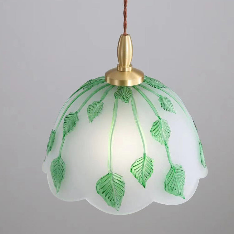 مصباح معلق تقليدي عتيق من النحاس والزجاج بضوء واحد لغرفة المعيشة