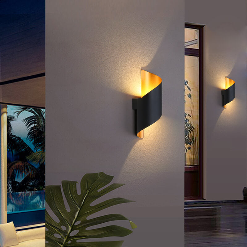 Modern Creative Bending Aluminum Outdoor Indoor Waterproof LED Wall Sconce Lamp