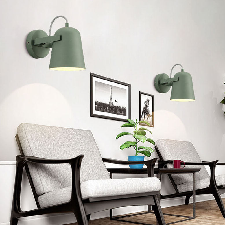 Nordic Macaron Iron Cylinder Dome 1-Light Wall Sconce Lamp