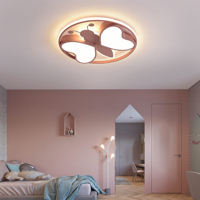 Creative Cartoon Butterfly Round LED Flush Mount Ceiling Light