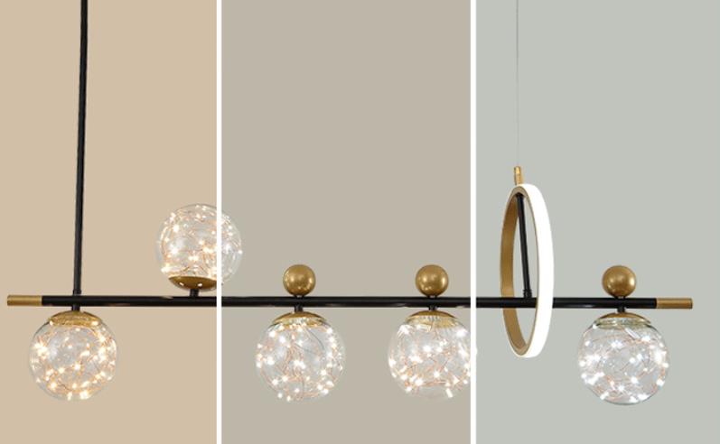 Nordic Light Luxury Round Ball Iron Glass LED Chandelier