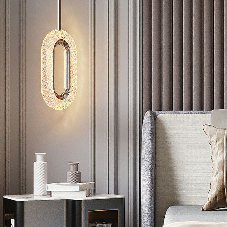 ثريا LED بتصميم بيضاوي الشكل مصنوعة من سبائك الزنك والأكريليك لغرفة المعيشة