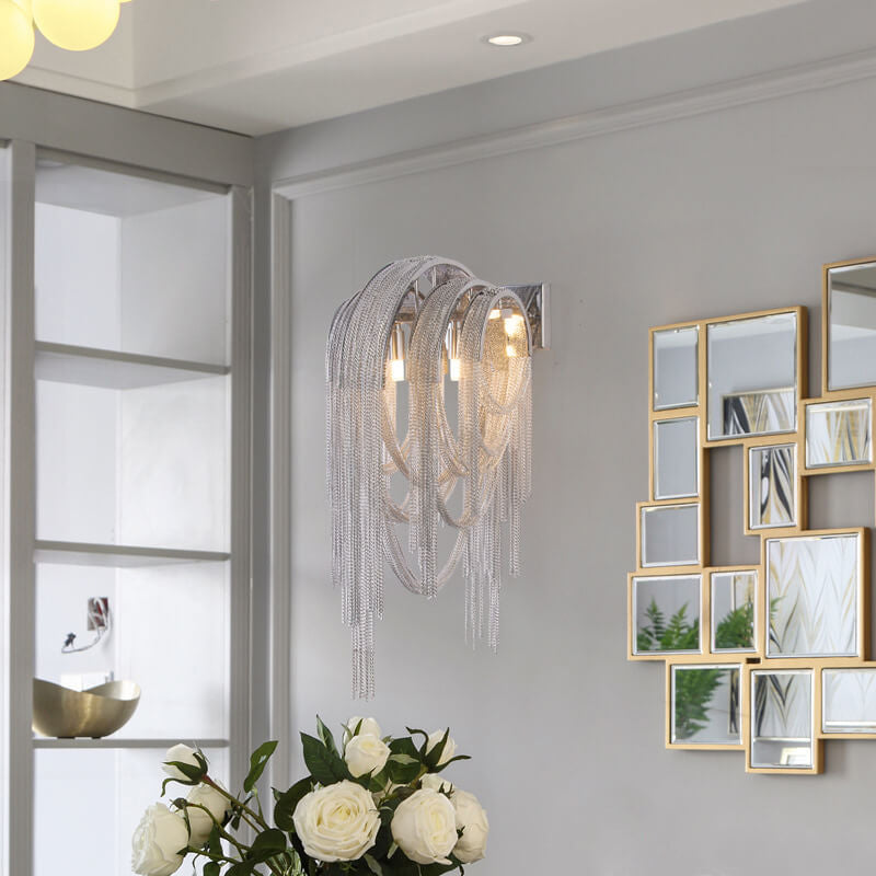 Postmodern Luxury Aluminum Chain Tassel 2-Light Wall Sconce