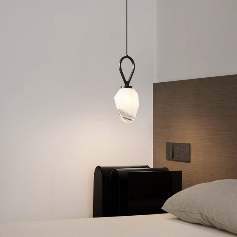 Modern Luxury Brass Geometrical Glass Shade 1-Light Pendant Light For Living Room