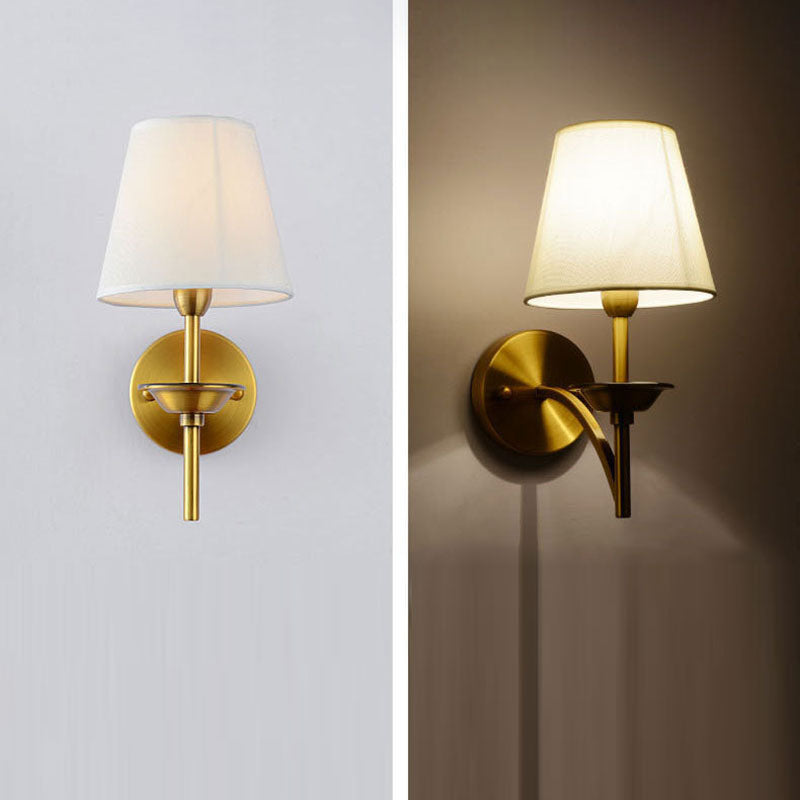 Modern Mid-Century Iron Fabric Cylinder 1/2 Light Wall Sconce Lamp For Bedside