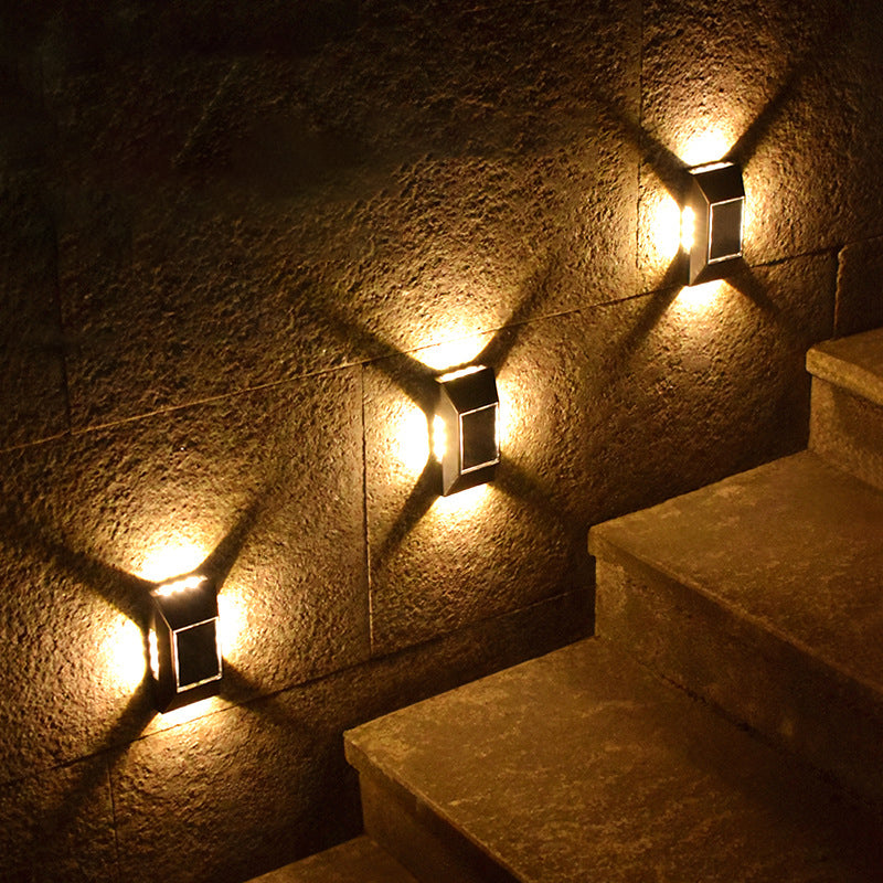 Modern Simplicity Solar Sensor Rectangle ABS Plastic LED Outdoor Wall Sconce Lamp For Garden
