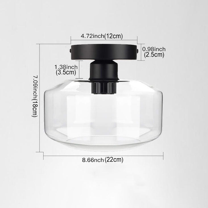 Modern Simplicity Glass 1-Light Semi-Flush Mount Ceiling Light For Bedroom